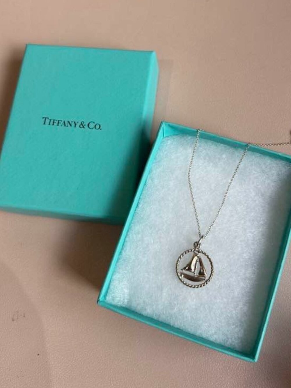 *Like New Condition! Tiffany & Co. Sterling Silver Twist Sailboat Charm Necklace
